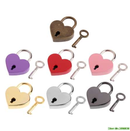

Heart Shape Vintage Old Antique Style Mini Archaize Padlocks Key Lock With key