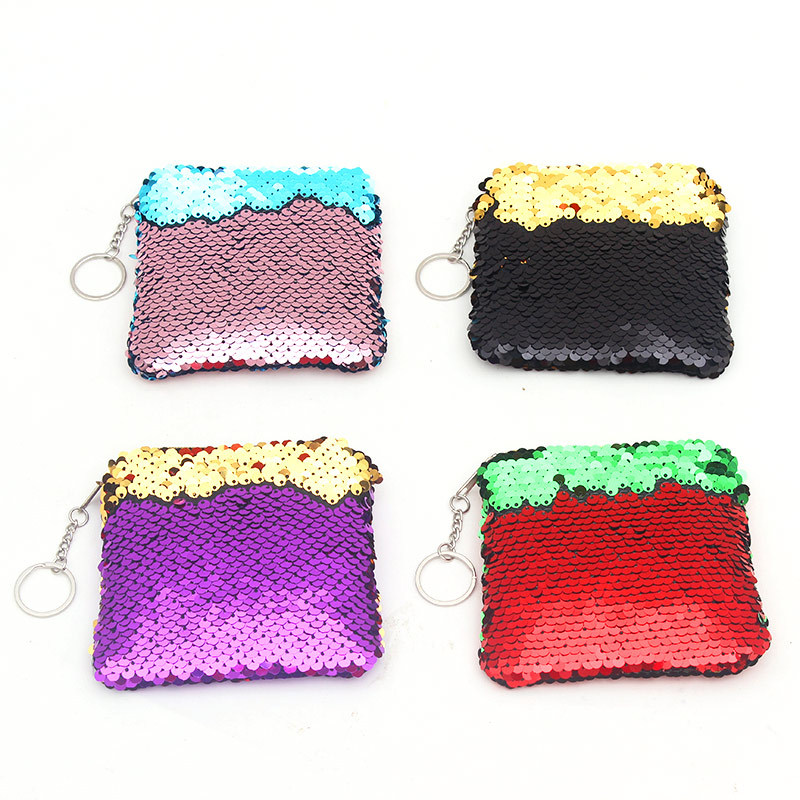 

Girls Fashion New Glitter Mermaid Sequin Clutch Bag Sequins Coin Wallet Purse Makeup Storage Bags Handbag, As shown
