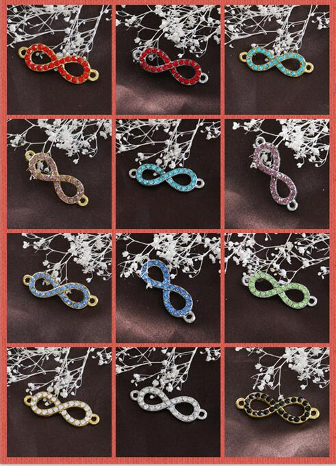 

33x11mm 100pcs Gold silvery crystal Metal Infinity / eight 8 Connector Charm Beads DIY accessories making Bracelet