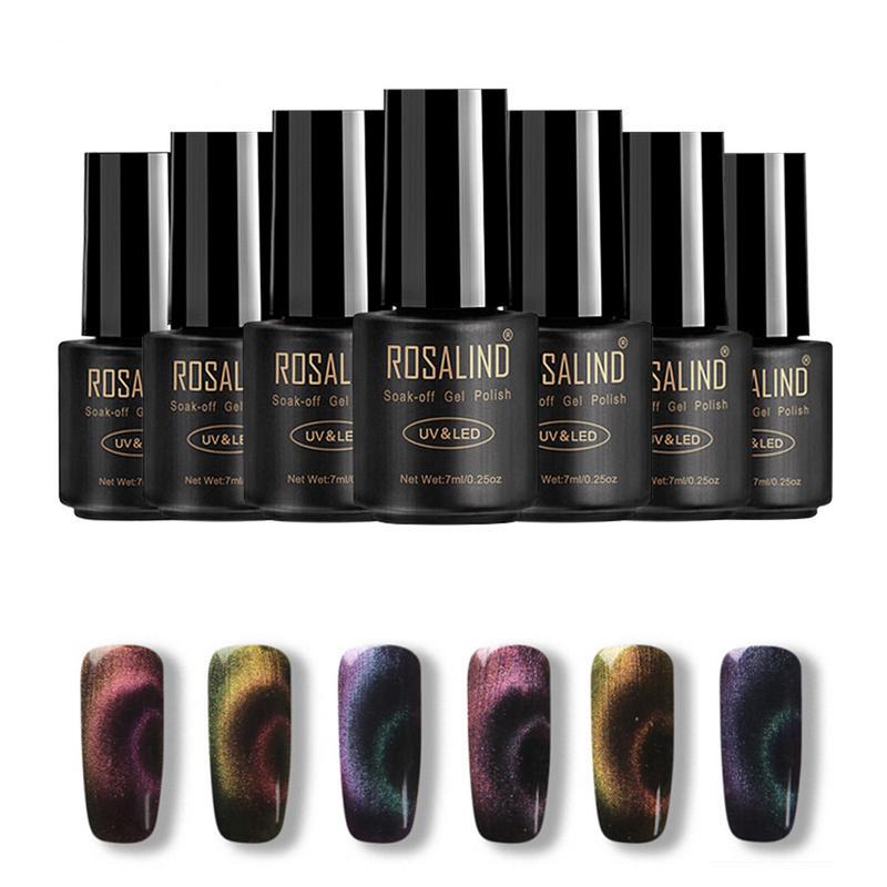 

Rosalind Phototherapy Gel Removable Nail Gel Nail Polish Magic Cat Eye Series Chameleon Polish Long-Lasting 7ml Black Bottle, 04