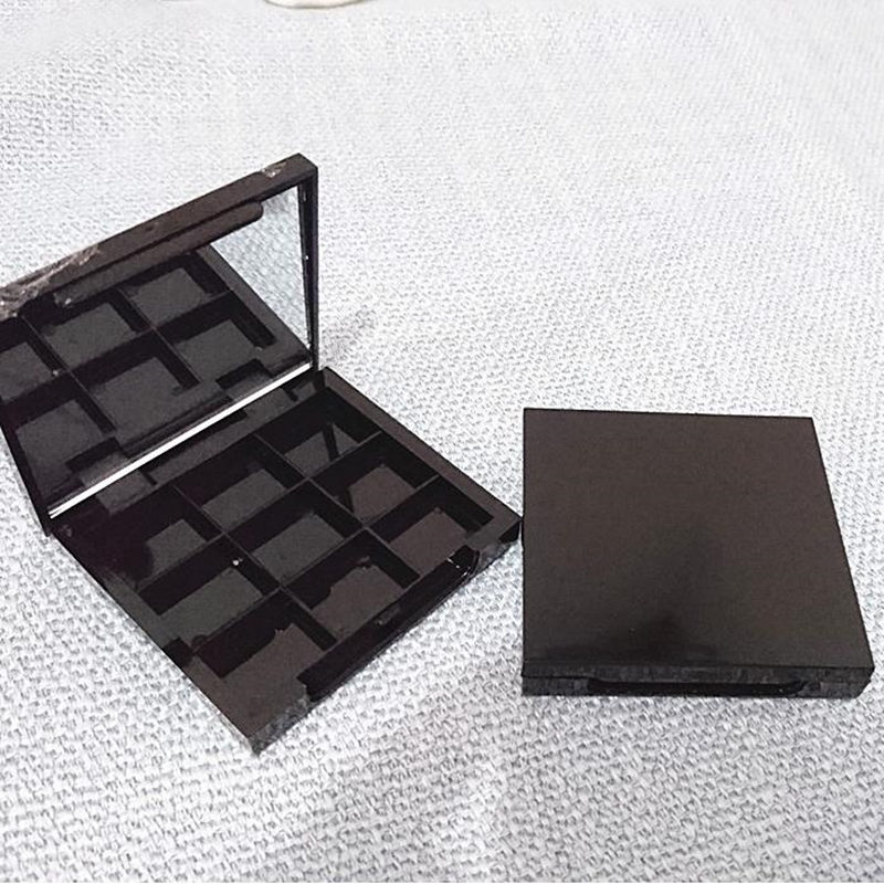 

9 Grids Empty Eye Shadow with Mirror, Aluminum Black Palette Pans, Makeup Tool, Cosmetic DIY High Quality Plastic Box F435