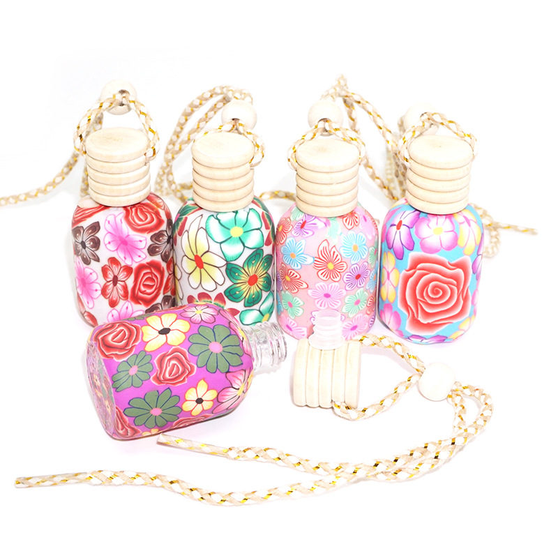 

essential oil bottle car pendant glass+polymer clay reuse glass bottle essential oils empty cosmetics Refillable F20173068