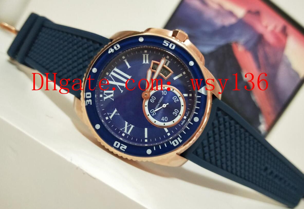 

Hot Seller Luxury Watch Calibre De Diver W2CA0009 Blue 42mm Automatic Mechanical Movement Rose Gold Mens Watches Transparent Back