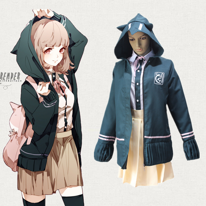 

Japanese School Uniform Danganronpa Chiaki Nanami Anime Costumes Women Cosplay Costume Jacket/Hoodie T-shirt Skirts Socks