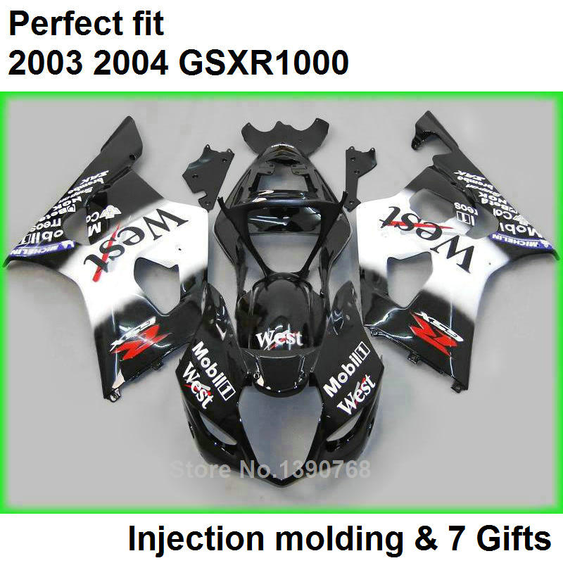 

Black white fairings set for SUZUKI GSXR 1000 K3 2003 2004 fairing kit GSXR1000 03 04 bodywork GSXR1000 GH36, Multi-color