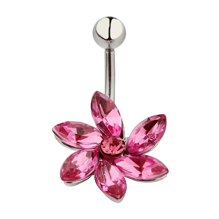 

D0089-1 ( 3 colors ) mix-colors flower style Belly Button ring Navel Rings Body Piercing Jewelry Dangle Accessories Fashion Charm 10PCS, Silver
