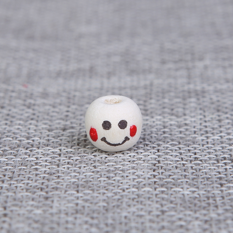 

500pcs/lot Smiling Face Wooden Beads 10mm Natural Wood Spacer Beads For Fashion Jewelry Making DIY Bracelet Necklace Accessories