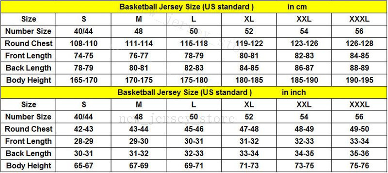 Jordan Jersey Size Chart