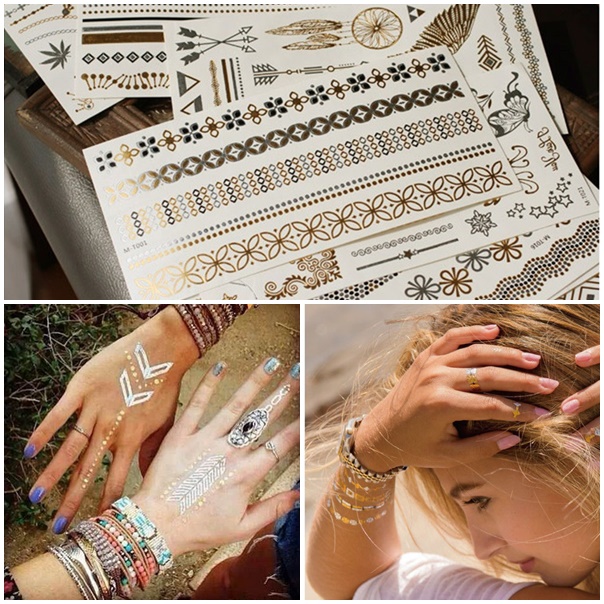 

Hot Flash Metallic Temporary Tattoo Tattoo Supplies Gold Silver Waterproof Tatoo Jewelry Henna Tattoo Sticker Body Art