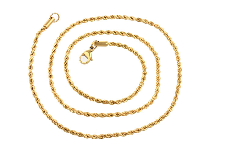

2mm / 3mm / 4mm 18K Gold Plated Stainless Steel Rope Chain Necklace for Men Gold Chains Fashion Jewelry Gift 50cm-76cm