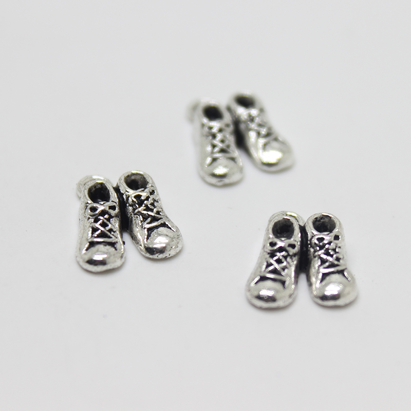 

60pcs-- shoes mini charm 14x11mm Antique Tibetan Silver tone Baby Shoe Charm pendant, Bronze;silver