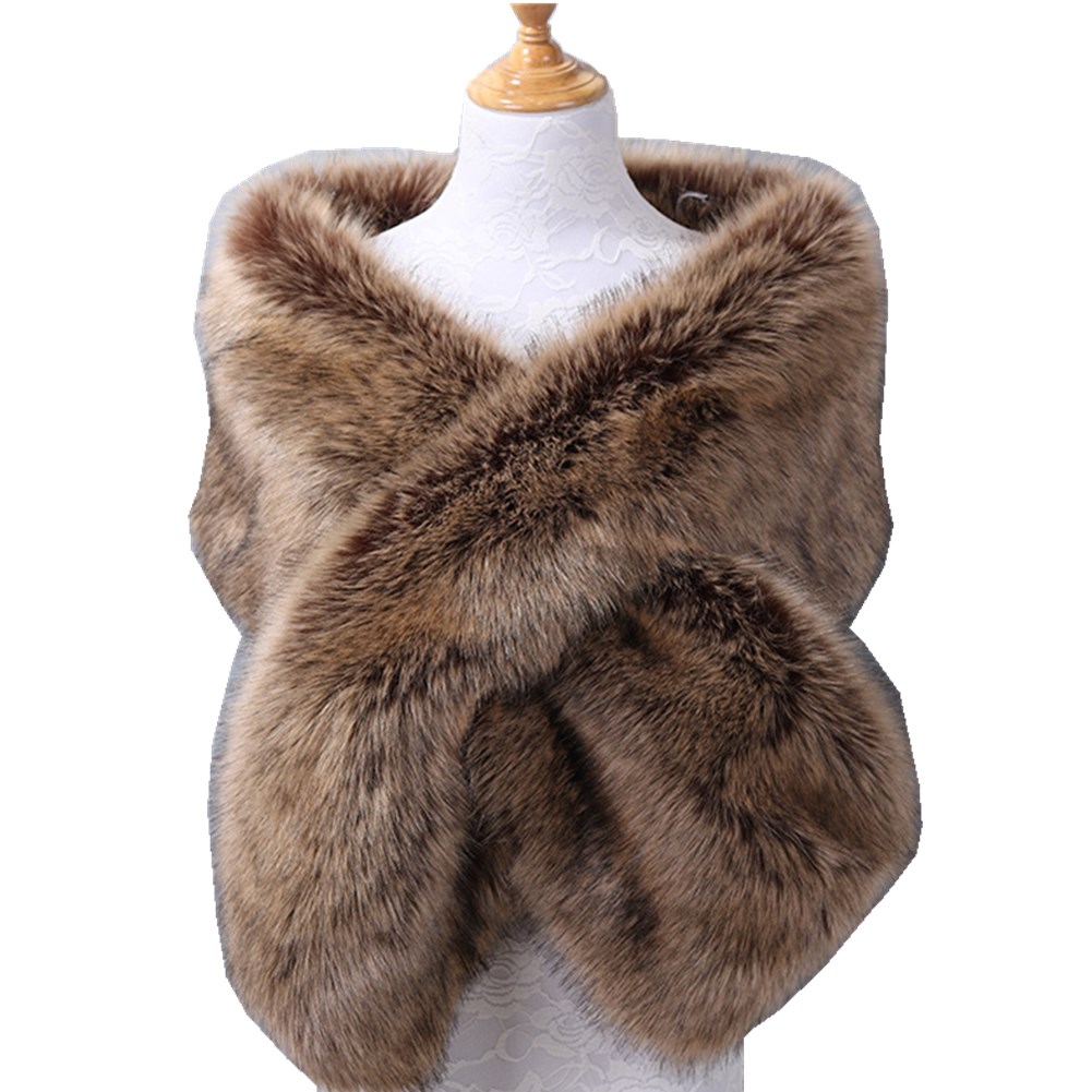 

2019 New Warm Faux Fox Fur Bridal Shawl Fur Wraps Marriage Shrug Bride Winter Wedding Party Boleros Burgundy Black White Blush, As pictures