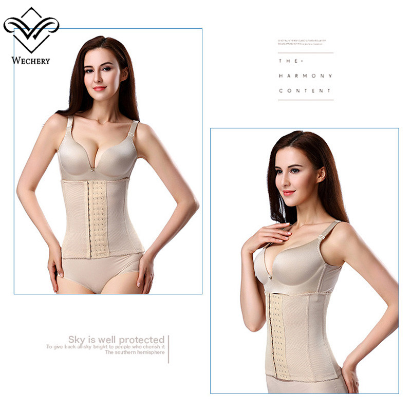 

Wechery Waist Trainer Slimming Underwear Belly Belt Modeling Strap Steel Bone Waist Cincher Underbust Fajas Plus Size Girdle, Nude