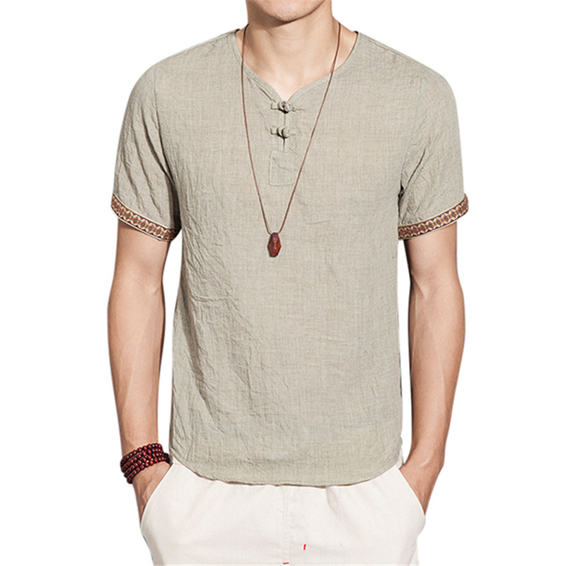 

2018 New Summer Cotton Linen Shirts Men Thin Brand Clothing Men's Shirt Flax Slim Short Sleeve Men Shirt Plus Size -5XL, Denim blue