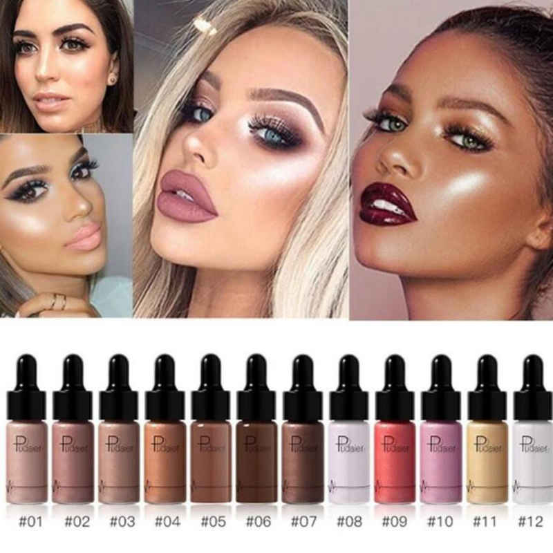 Pudaier Liquid Highlighter 12 colors Make Up Oil Illuminating Concealer Shimmer Shine Lips Face Glow Bronzer Highliter Primer