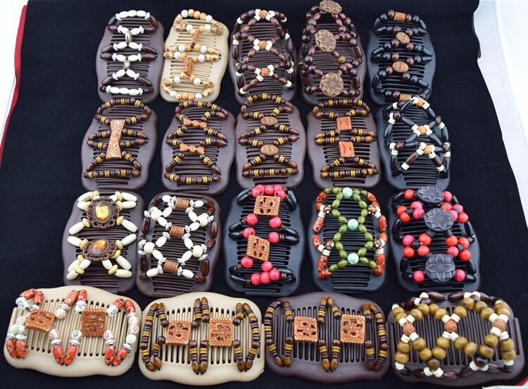 

HOT NEW Mixed Different Styles Magic Butterfly Wood/wooden Beads Double Magic Fashion Women Hair Clip /Comb