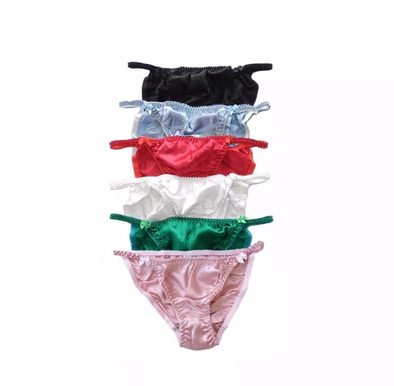 

Pure Silk Mid waist Glossy Solid Panties Women 100% Mulberry Silk Plus Size Briefs /L Free ship, Mixed colors