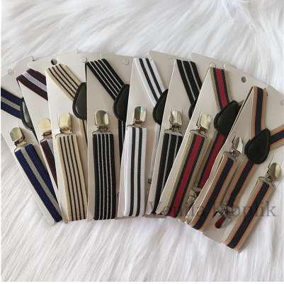 

Children Striped Design Fashion Suspenders Baby Boys Suspenders Clip-on Y-Back Braces Elastic Kids Suspenders Gift