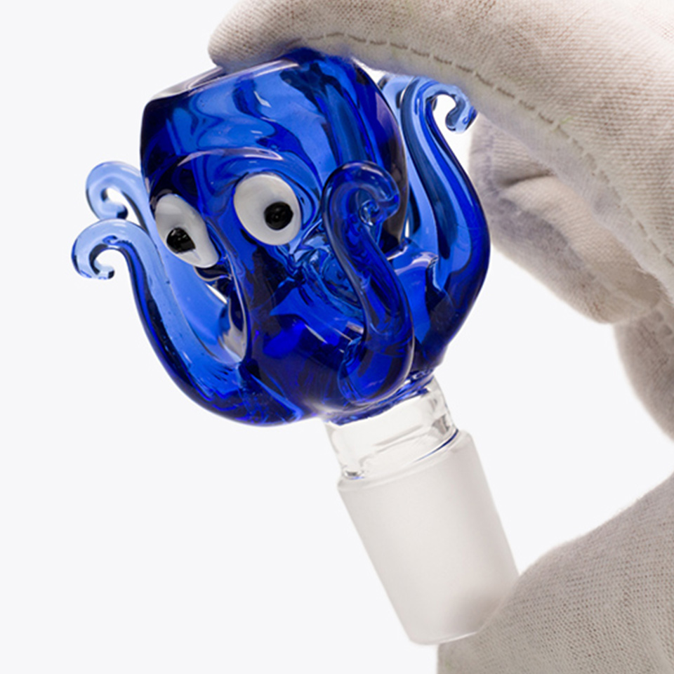 

Glass bong bowl unique octopus Bowls Green 14mm 18.8mm Smoking Dry ash catcher pipes colorful