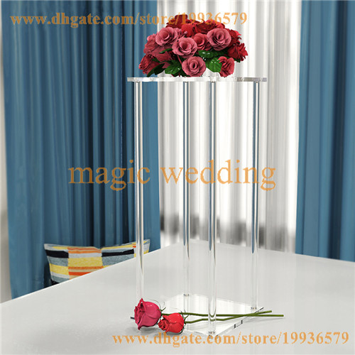 

Acrylic Clear centerpiece Square Flower Stand of Wedding Event Table Decoration