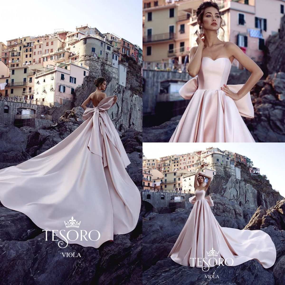 Tesoro Pink 2019 Autumn Wedding Dresses A Line Sweetheart Bow Satin Sweep Train Plus Size Bridal Gowns Beach Robe De Mariée