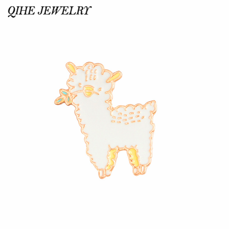 

QIHE SIERADEN Katoen Dier Schapen Alpaca Harde emaille pins Broooches voor mannen vrouwen Badges reversspeldjes Accessoires sieraden For Women