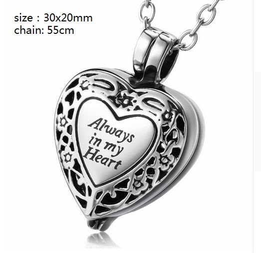 

wholesale Custom-made a variety of names personality heart shape boxs ashes urn cremation funeral pendant necklace fashion jewelry