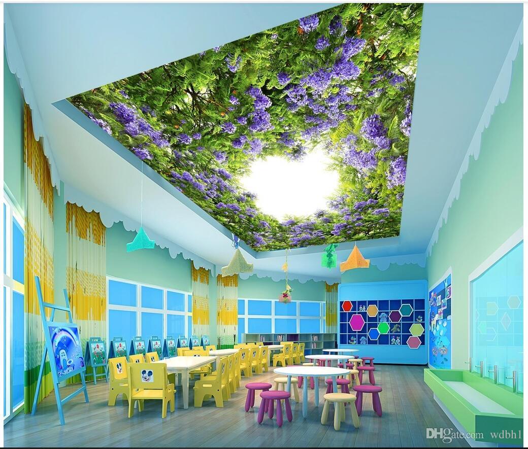 

3d ceiling murals wallpaper custom photo non-woven mural fresco with ceiling suspended from, Purple
