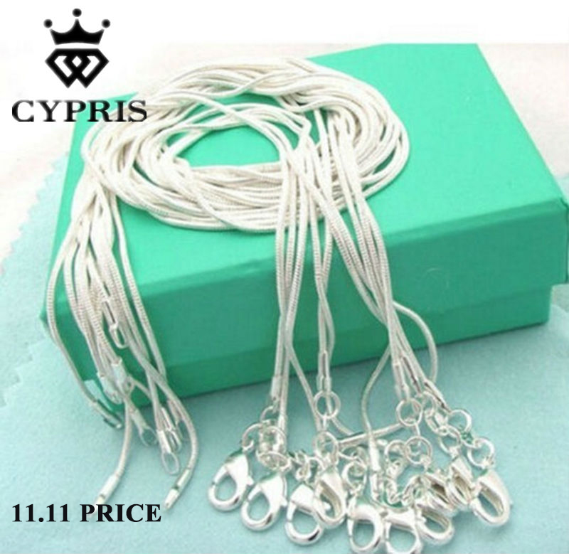 

2018 retail 16 18 20 22 24 inch bulk c008 fashion silver 1MM snake chain accessory jewelry findings stamp CYPRIS