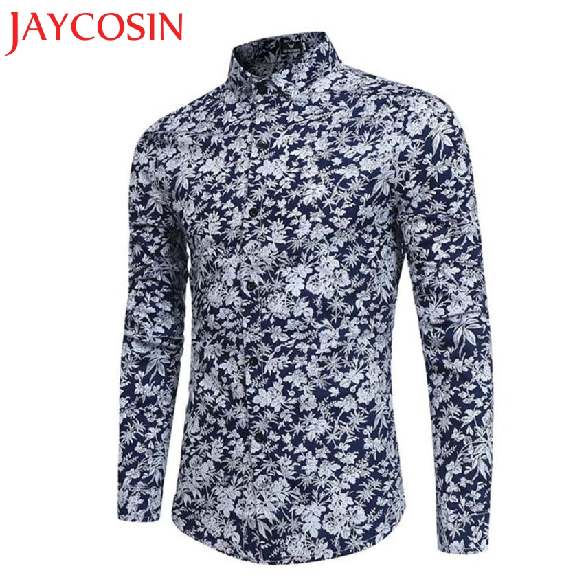 

2018 Personality Men's Summer Casual Slim Long Sleeve Printed Shirt Top Blouse Dropshipping Aug 8, White