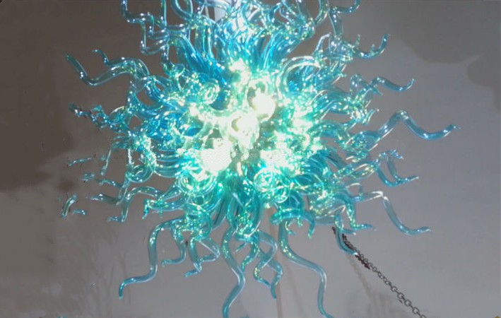 

Pendant Lamps Turquoise Hand Blown Glass Chandeliers Crystal Chandelier for Living Room Bar Dining Bedroom Home Restaurant Lights Energy Saving Light Source