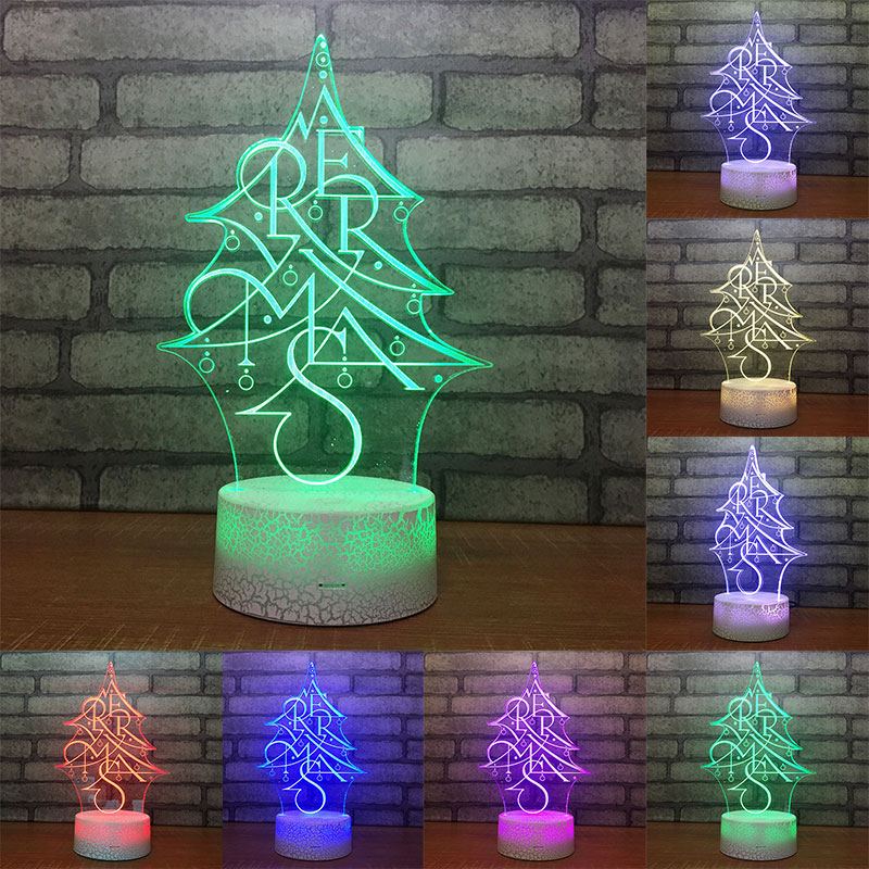 

christmas tree 3d acrylic led night light touch 7 color change desk table lamp party decorative light gifts