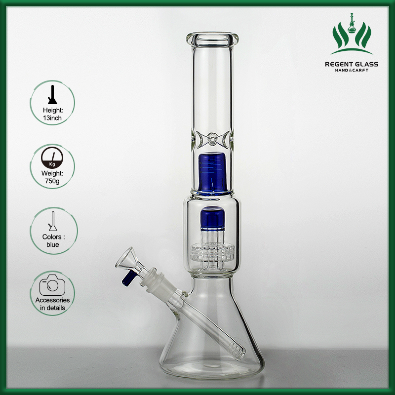 

13 inches big bong glass water pipe smoking hookah recycler honeycomb percolator with downstem bowl 14mm male joint wax oil burner bubbler
