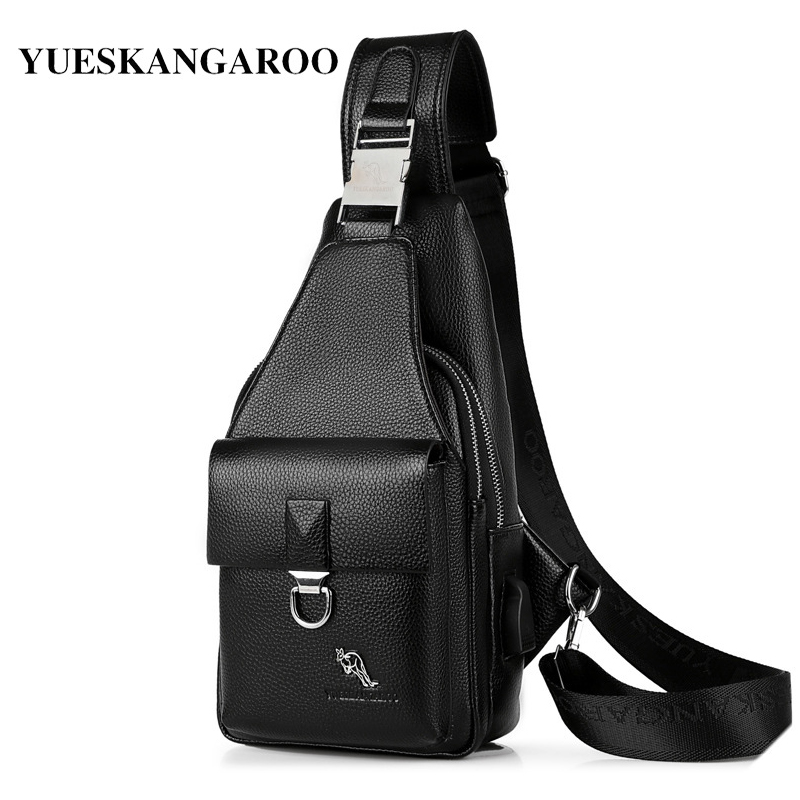 

Summer Men's Chest Bags Leather Crossbody Sling Shoulder Bags For Men Casual Travel Messenger Bag Anti-theft Chest Pack, Black