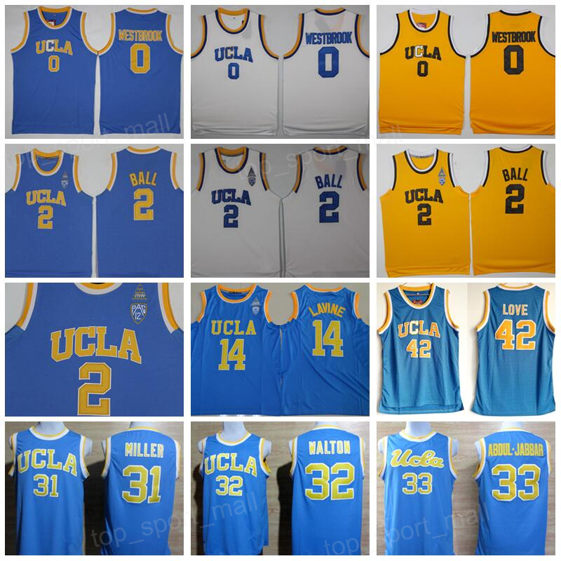 

UCLA Bruins Jersey College Basketball Russell Westbrook Lonzo Ball Zach LaVine Kareem Abdul Jabbar Reggie Miller Bill Walton Kevin Love Blue, 0 white