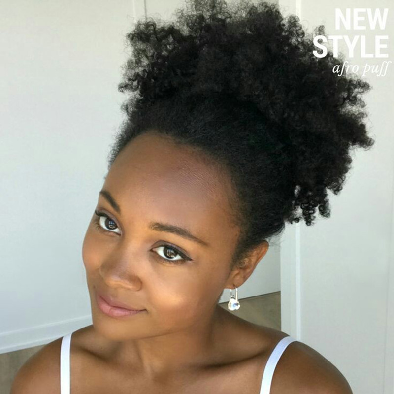 

New afro puff ponytail hairpieces Clip in Virgin malaysian hair drawstring ponytail Hair Extensions kinky curly humain hair ponytails 120g