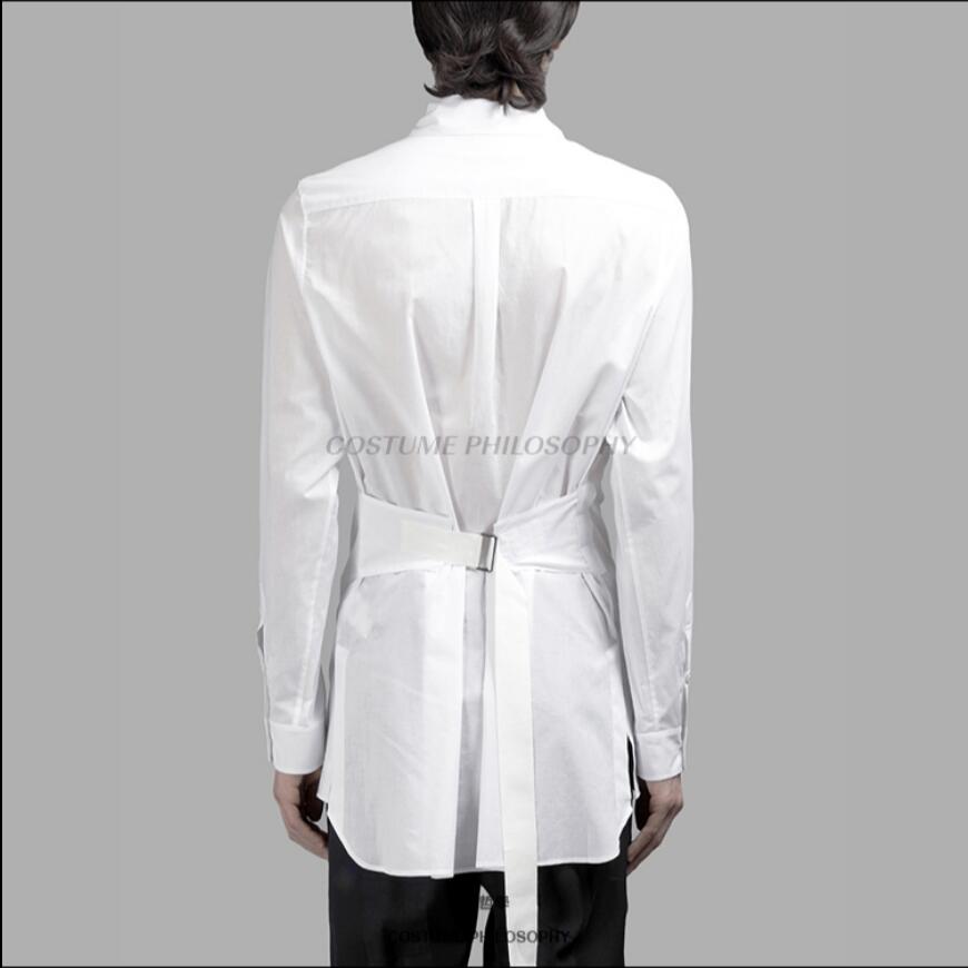 

6XL Original New Men Clothing personality long sleeve slim shirt hair stylist girdling shirts singer DS plus size costumes, Black