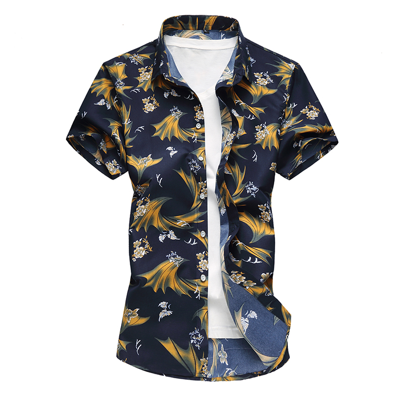 

New Arrival Mens Hawaiian Shirt 2020 Male Casual Camisa Masculina Printed Beach Shirts Short Sleeve Clothing 7XL, 605 lu