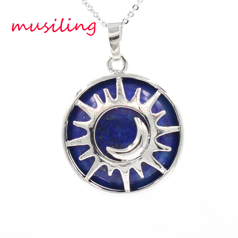 

Pendants Pendulum Moon and Sun Jewelry For Women Natural Stone Crystal Charms European Reiki Healing Amulet Fashion Jewelry