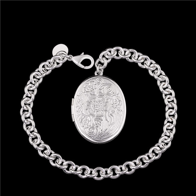 Cadeau bête! Fermoir mousqueton rond Bracelet en argent 925 JSPB349 fille femmes bracelets porte-bonheur en argent sterling plaqué