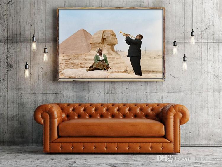 

Louis Armstrong serenades his wife at the Sphinx Home Decor Art Poster Print 16 24 36 47 inches
