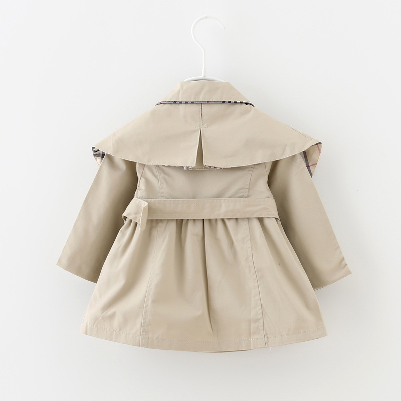 

Baby Toddler girls spring lapel Waistband Windbreaker Coat Outerwear Jacket baby girl clothes, Beige