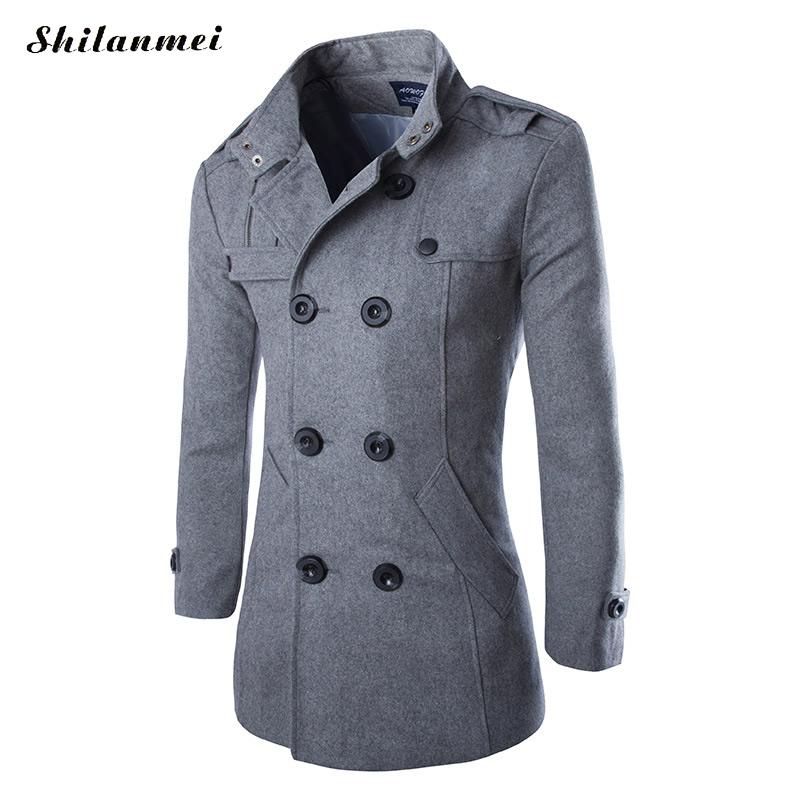 

trench coat men mens overcoat double boutonnage manteau hommes men winter trench coat m to xxl manteau homme black gray warmcoat