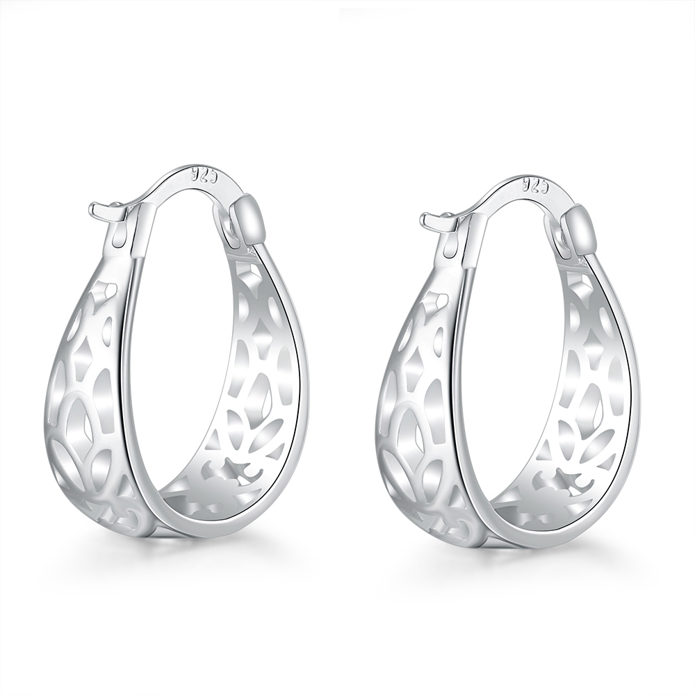 whole salePATICO Hoop New 925 Sterling Silver Vintage Hollow Out Design Loop Earrings Jewelry Elegant For Woman