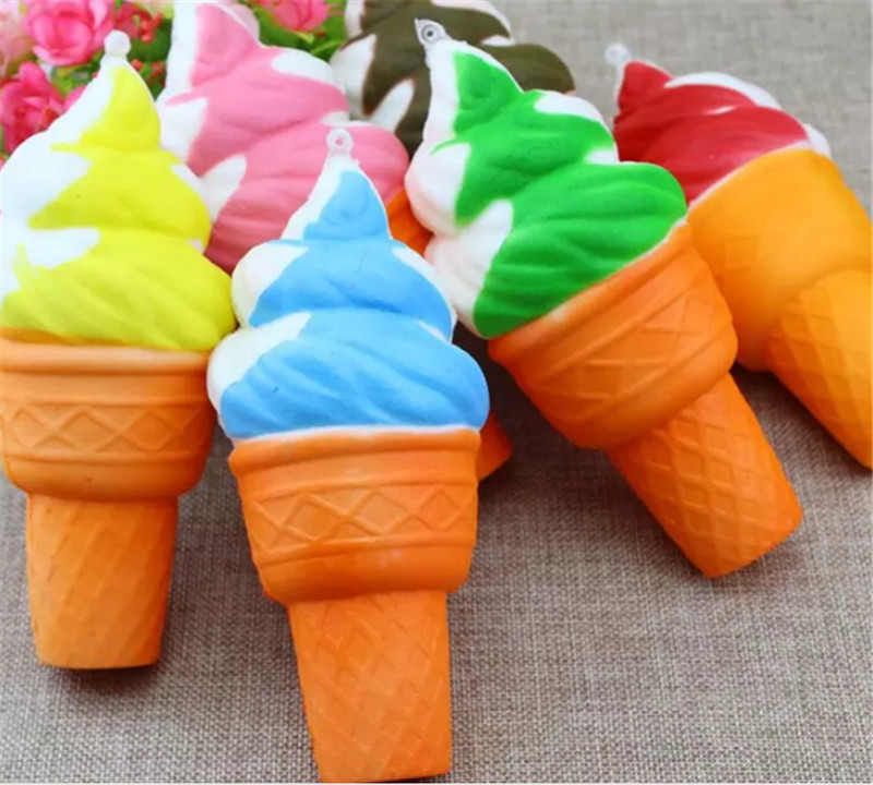 

Cute Soft Jumbo Ice Cream Cone Squishy Slow Rising Cell Phone Straps Bread Antistress Scented Key Pendant Charms Kids Toys