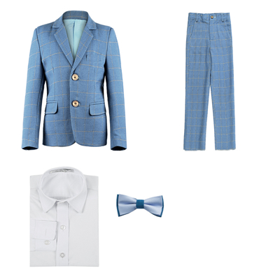 Stylish Sky Blue Suit For Boy Two To Five Pieces Jacket+Pant+Vest ...