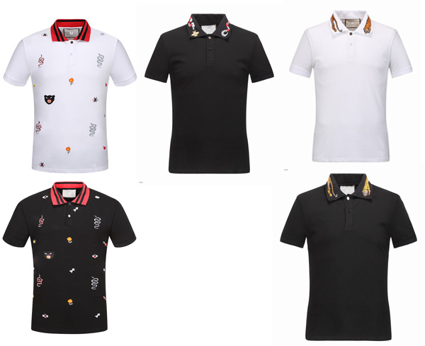 

Spring luxury Italy T-shirt tee Polo embroidery Little bee tiger bear snake collar printing clothing Brand polos t shirt