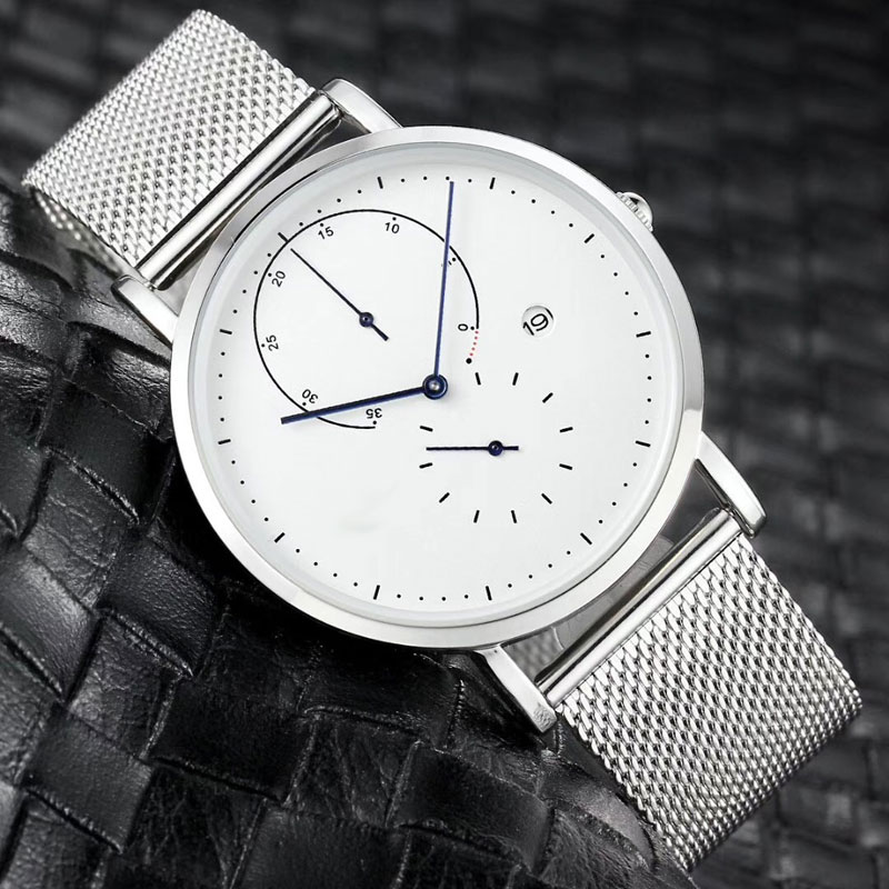 

unit thin luxury men watches fashion 40mm dial Top brand man watch Full Stainless Steel band Waterproof quartz wristwatch for mens christmas Father's Day gift, 1 + logo