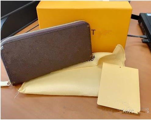 

Top quality original box luxury real leather Fashion designer clutch wallet with dust bag 60017, White lattice