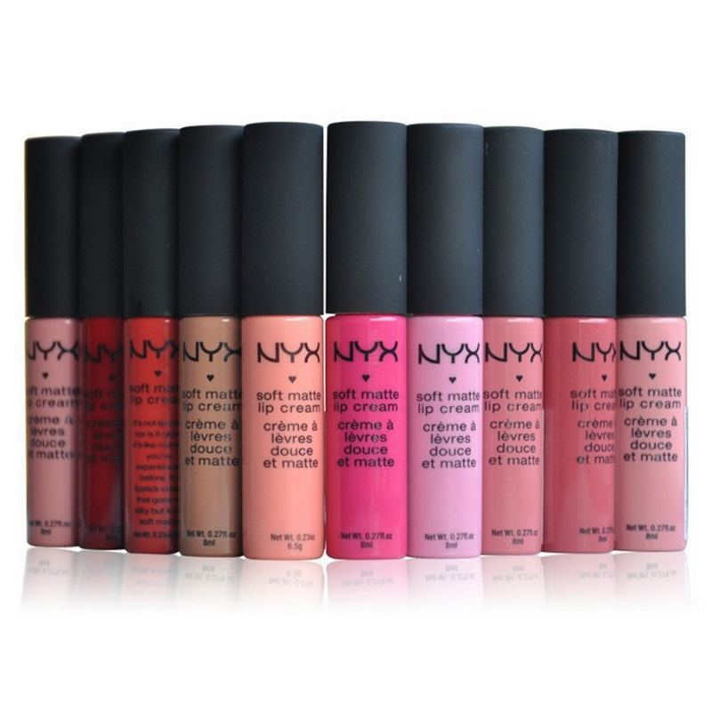

NYX Soft Matte Lip Cream Lipstick NYX Makeup Charming Long-lasting Daily Party Brand Glossy Makeup Lipsticks Lip Gloss Free Shipping, Mixed color